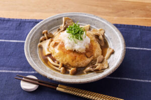 キノコのお肉のみぞれあんかけハンバーグ