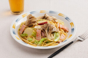 じゃがいもとキャベツのワンパンパスタ