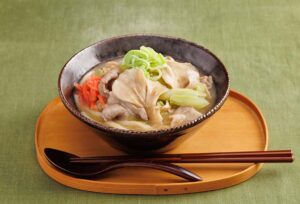 やる気ましまし！豚骨まいたけうどん