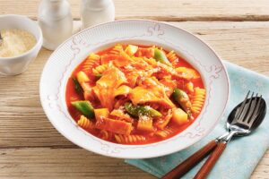 白まいたけと春野菜のミネストローネパスタ