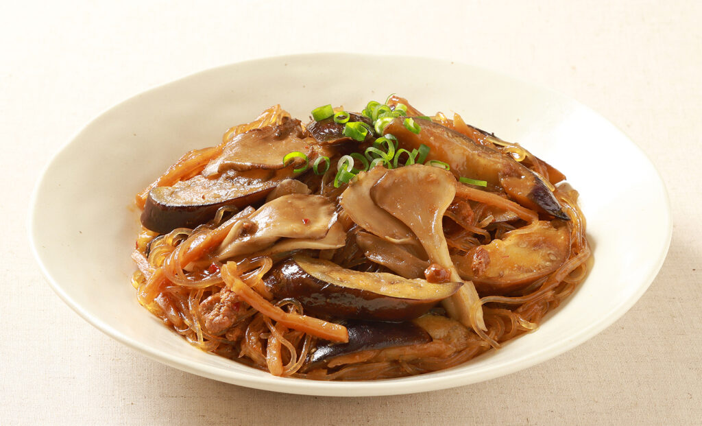 まいたけと春雨の麻婆茄子