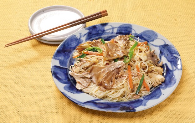 まいたけと夏野菜のそうめんチャンプルー